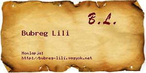 Bubreg Lili névjegykártya